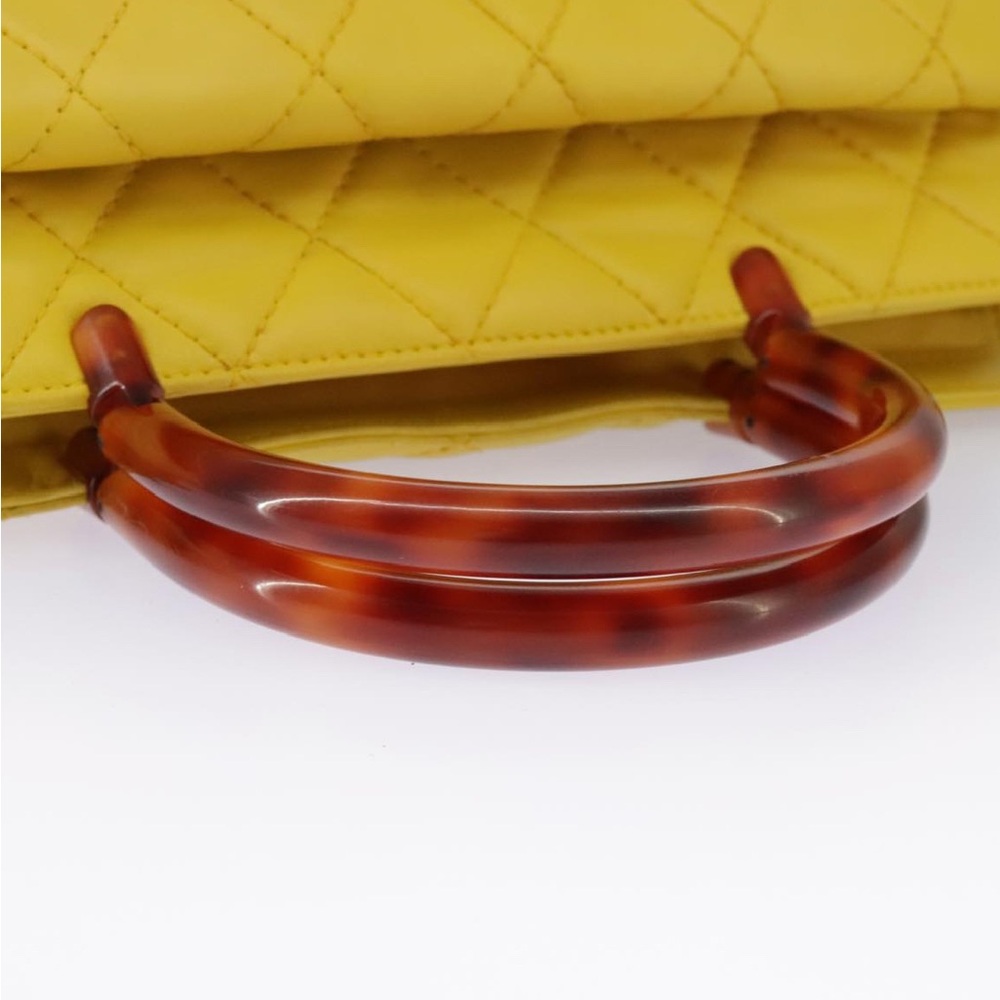 CHANEL Matelasse Hand Bag Lamb Skin Yellow - Picture 7 of 16